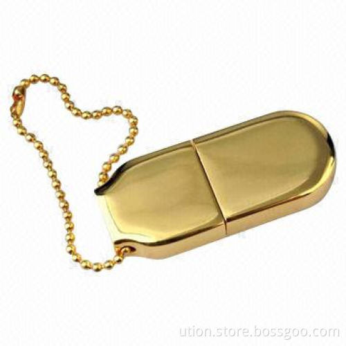 1 to 32GB Gold USB Flash Drive with Mini Design, Supports USB 2.0 Interface, Free Logo